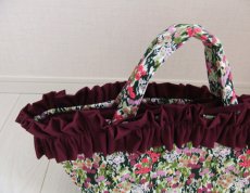 画像2: Sac de panier サックドパニエ（カゴ型バック）Kobana(小花）パープルフリルＭ (2)