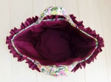 画像4: Sac de panier サックドパニエ（カゴ型バック）Kobana(小花）パープルフリルＭ (4)