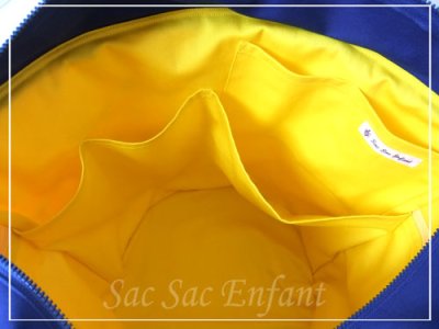画像2: Sac de panier-obi  サックドパニエ（カゴ型ショルダーバッグ）　KiKu-retro （キク・レトロ）　オレンジ×ブルー　Ｌ・ファスナー　ポケットたくさんマザーズバッグ