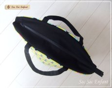 画像4: Sac de panier  サックドパニエ（カゴ型ショルダーバッグ）　KiKu-retro （キク・レトロ）　ブラック　Ｌ・ファスナー　ポケットたくさんマザーズバッグ (4)